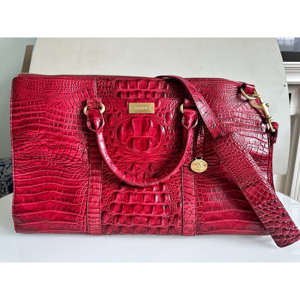 Brahmin Melbourne Business Tote Briefcase - Cherry Leather Laptop Bag Tote